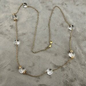 J.Crew Necklace Glass Beaded Signed Gold Tone 36"